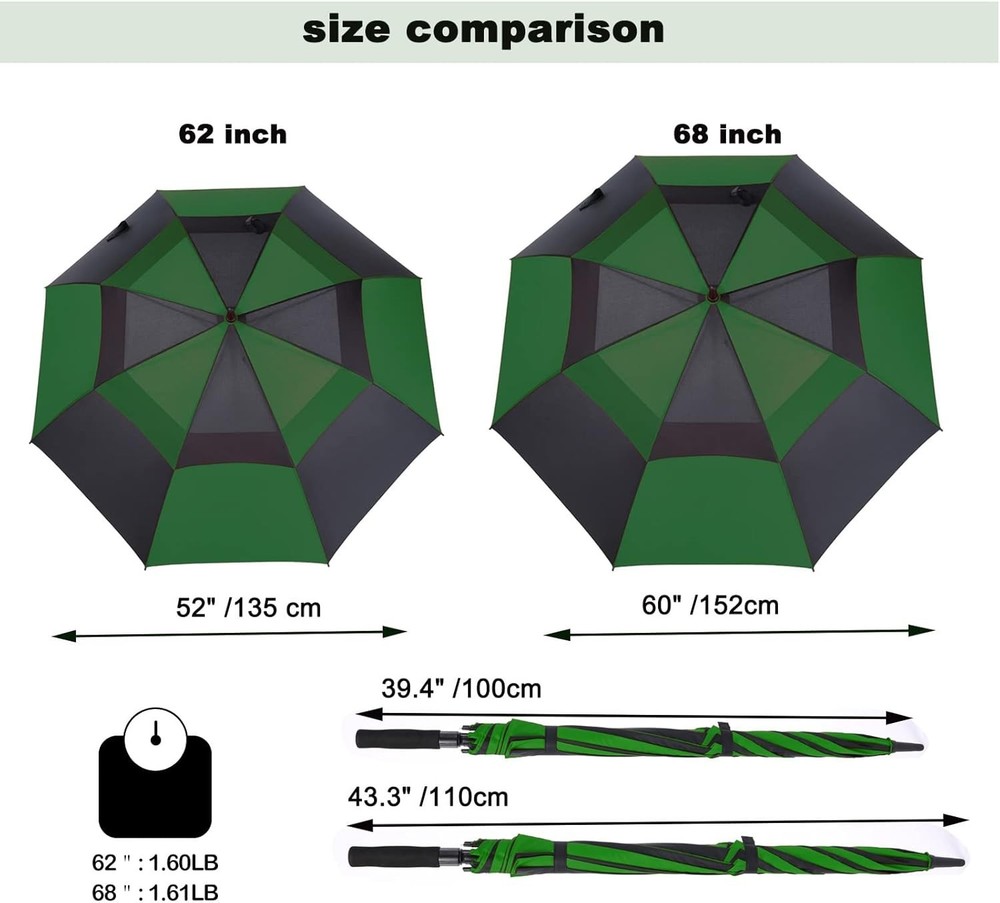 Oversize Double Canopy Golf Umbrella Waterproof 68 Inch