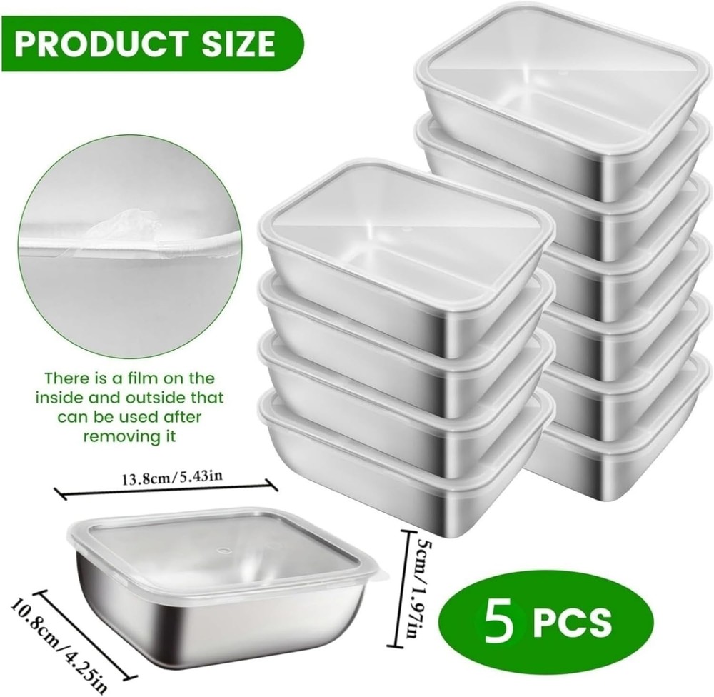 5 PCS Stainless Steel Storage Container Sets