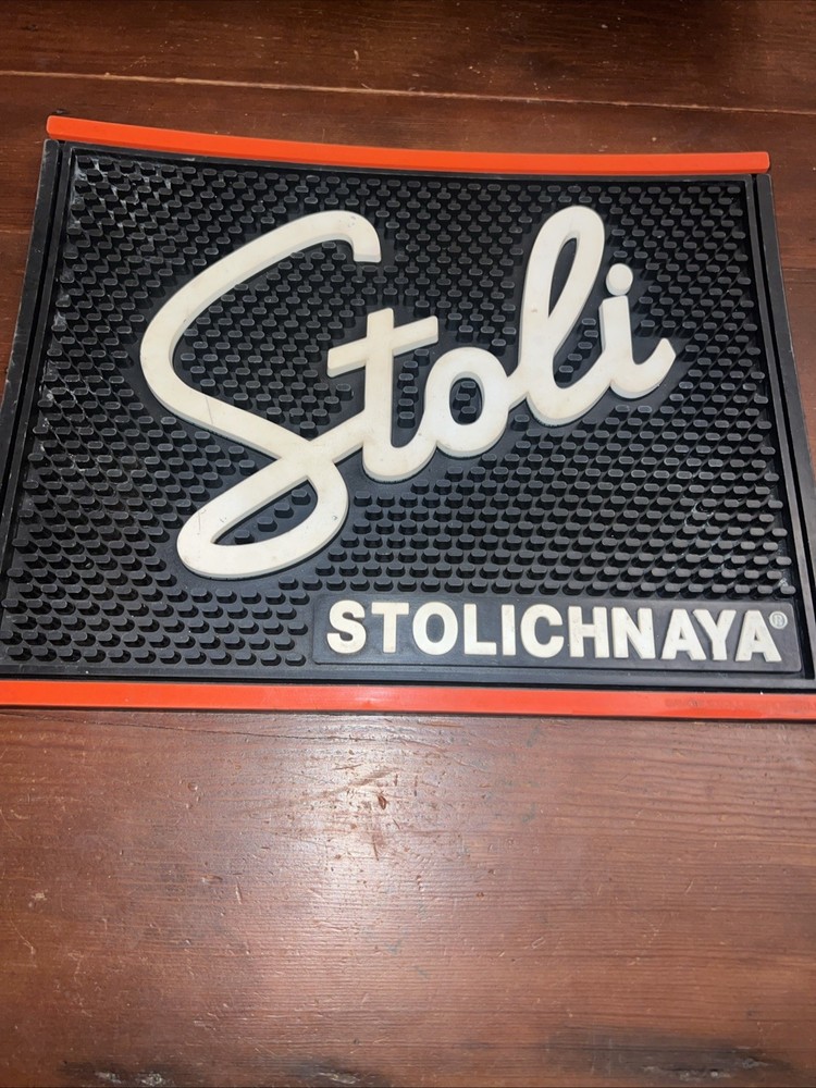 Large Rectangular Stolichnaya Stoli Vodka Large Rubber Bar Mat 13.75” X  10.25”