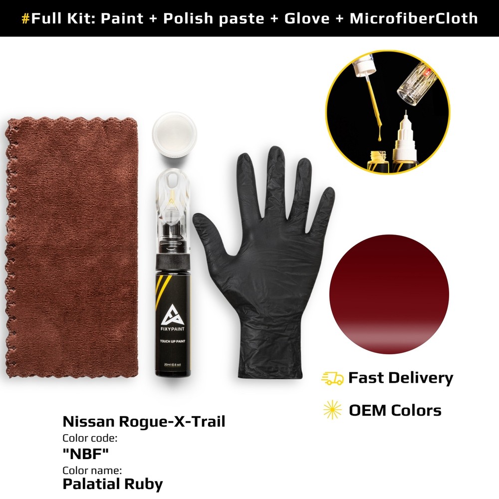 Touch up Paint for Nissan Rogue/X-Trail Code: NBF Palatial Ruby Fast Drying