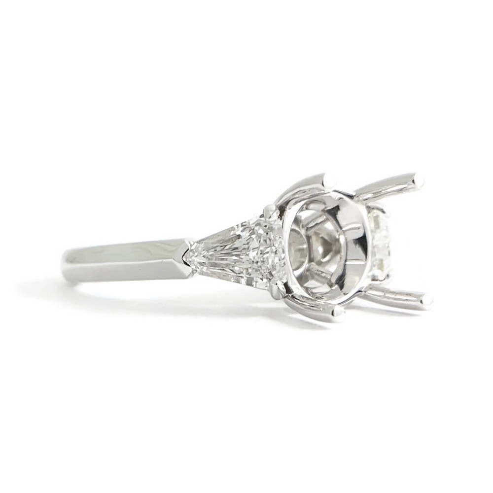 Shield Diamond Engagement Ring Setting Mounting 14K White Gold .75 CTW