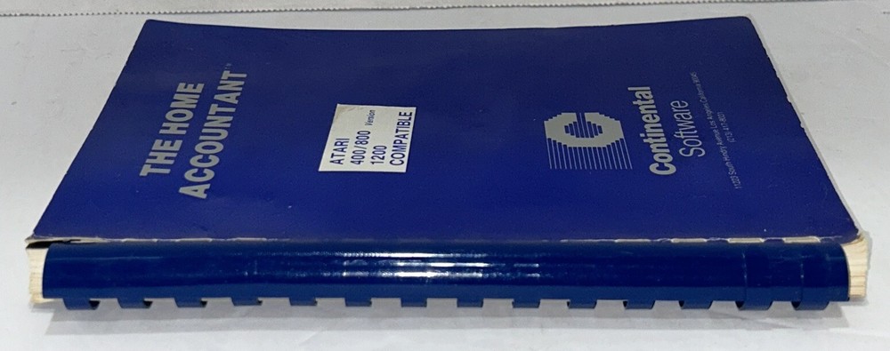 The Home Accountant Software Manual For Atari Computer Continental Software 1983