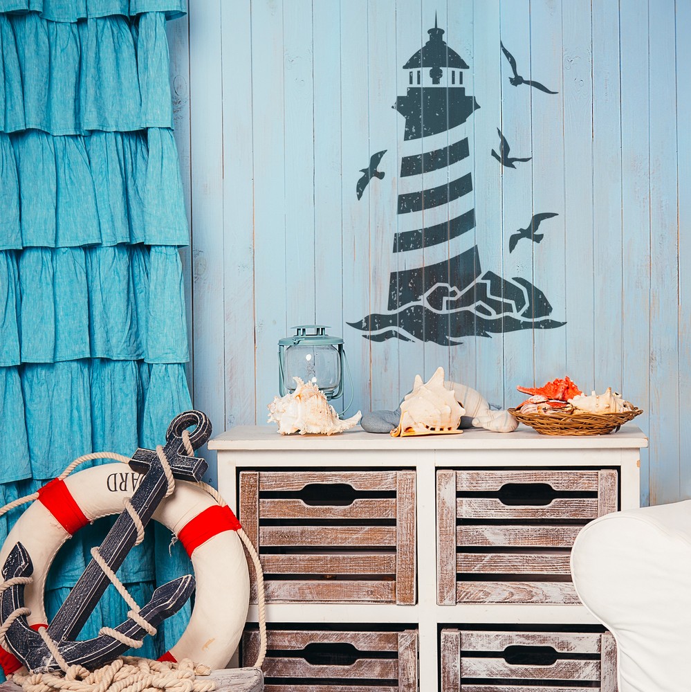Reusable PLASTIC Wall STENCIL // 17” x 25” or 23” x 37” // LIGHTHOUSE