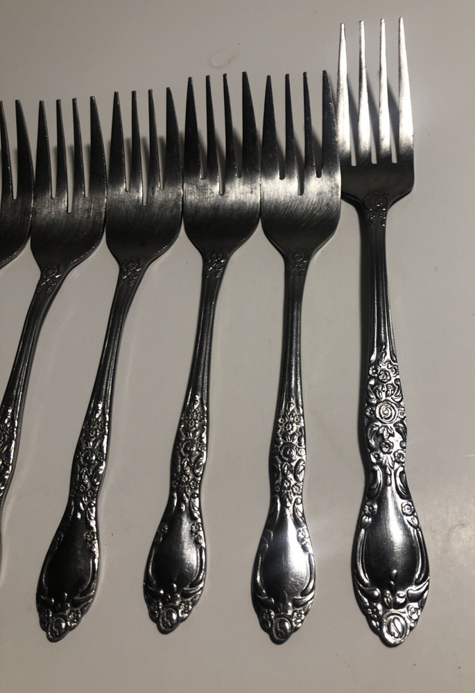 Sango Flatware Modern Forks SNF4 by Sango Stainless Dinner Salad Lot 6
