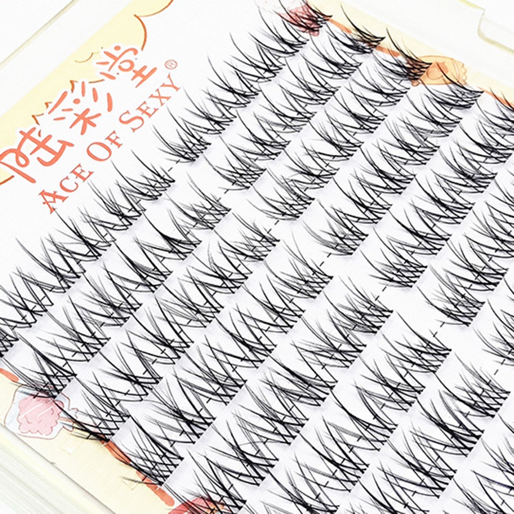 10 Rows V Cross False Eyelashes Natural Segment Clusters Black 7-10mm