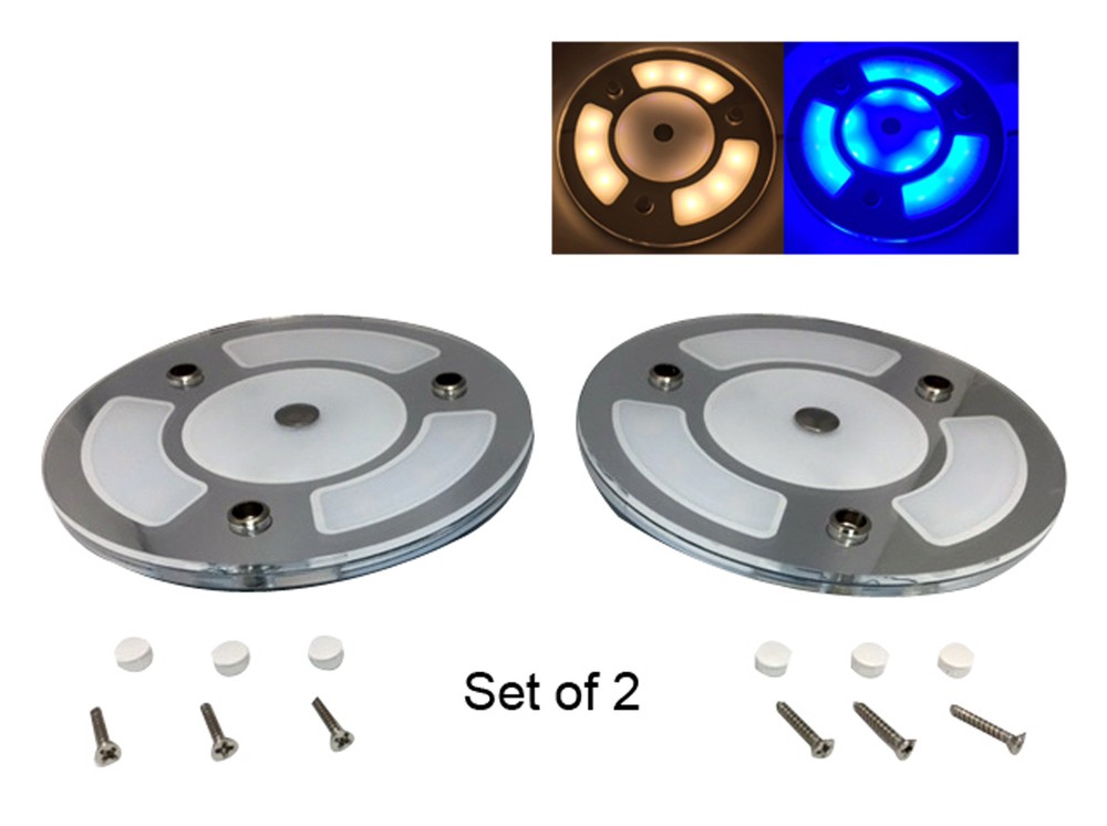 Pactrade Marine 5" 2PCS White Blue LED Ceiling Courtesy Light Mirror Touch