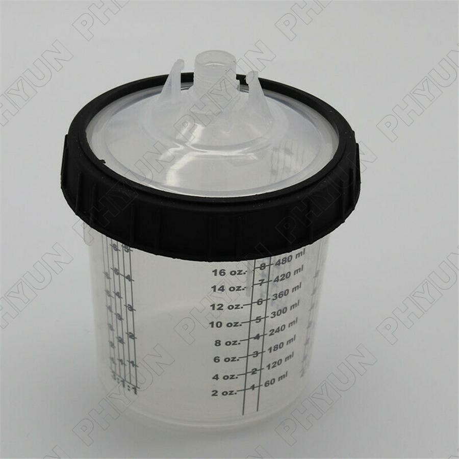 600ML Disposable Cup w/M16x2 External Thread Connector For Adapter Spray Gun