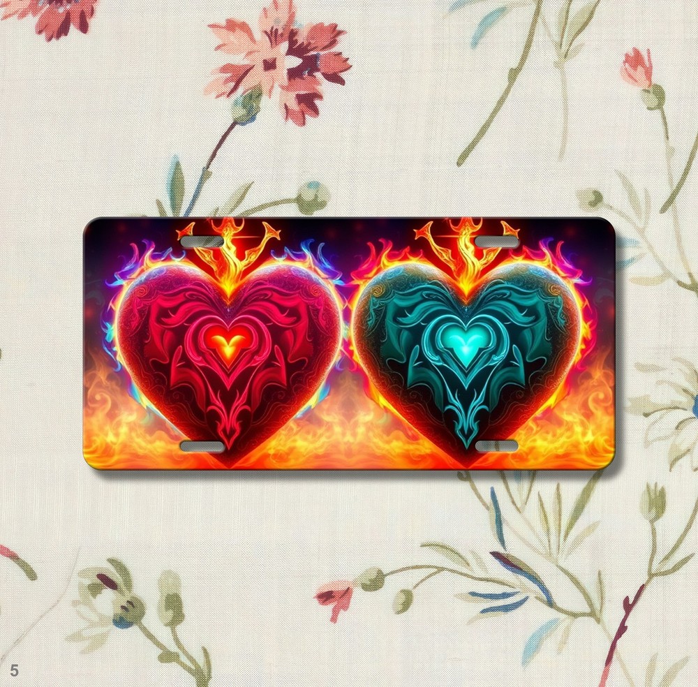 Modern Hearts License Plate Your Text Auto Tag Gift Idea