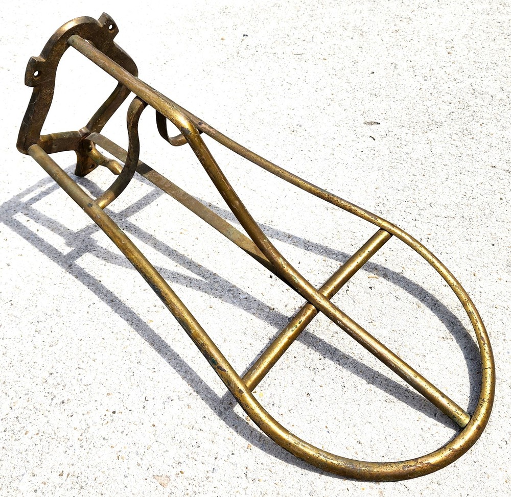 English Horse Saddle Wall Rack Solid Brass Vintage