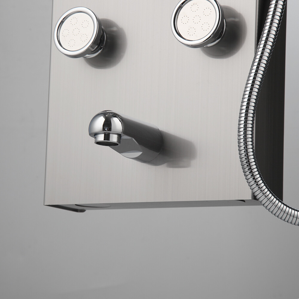 Bathroom Shower Panel Column Rainfall 6 Massage Jets Display Mixer Valve Tap Set