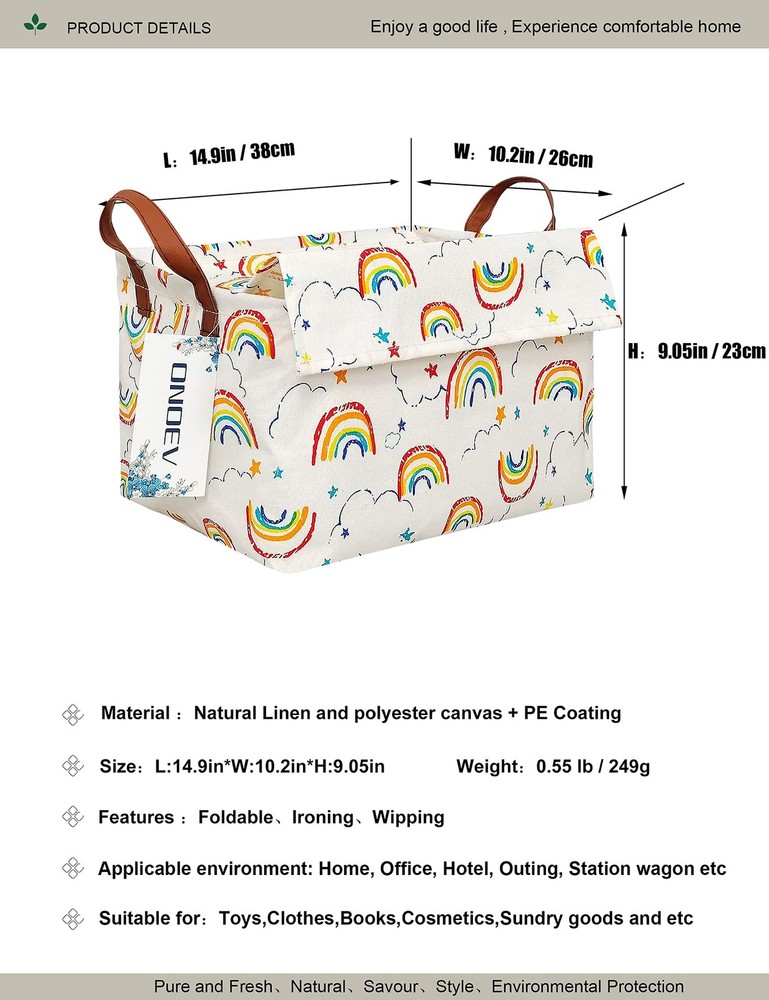 ONOEV Rectangular 14.9x10.2x9.05 Inch (Pack of 1), REC rainbow with lid