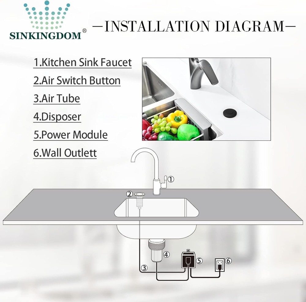 Dual Position Air Switch with Long Push Button - Stylish & Practical Kitchen Aid