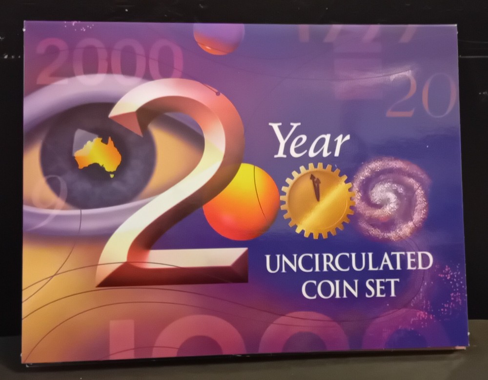 2000 Uncirculated UNC Australia 6 Coin Pack - 5 Cent -$2 50c Millennium Design