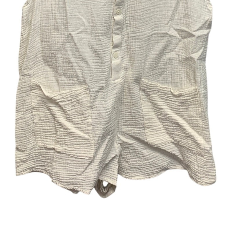 Xhilaration Womens Medium White 100% Cotton Front Button Textured Romper
