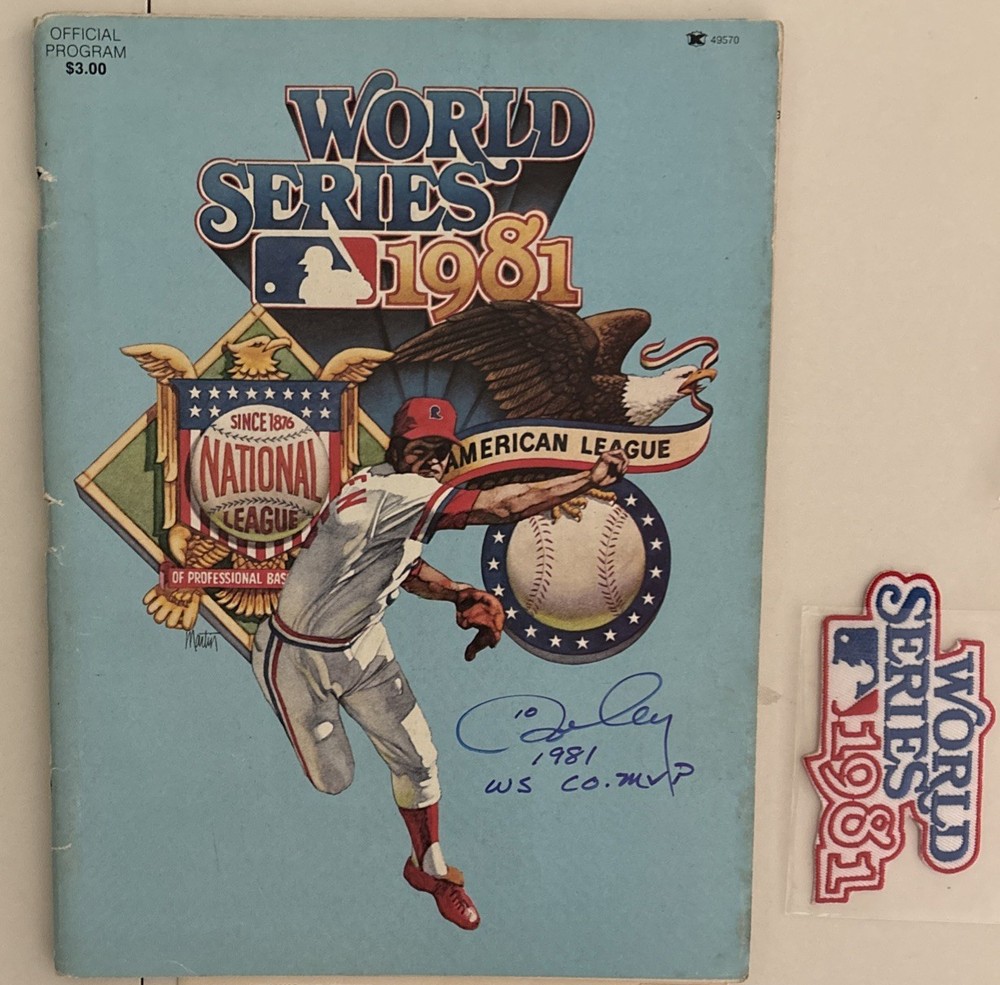 1981 World Series Program & Patch - SIGNED On Cover &pg.66 RON CEY#10 ALS