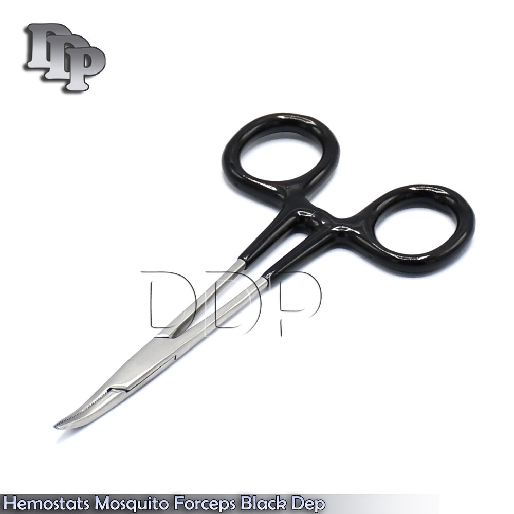Hemostats Mosquito Forceps Surgical Instruments, Black Dep Handle 3.5" Curved