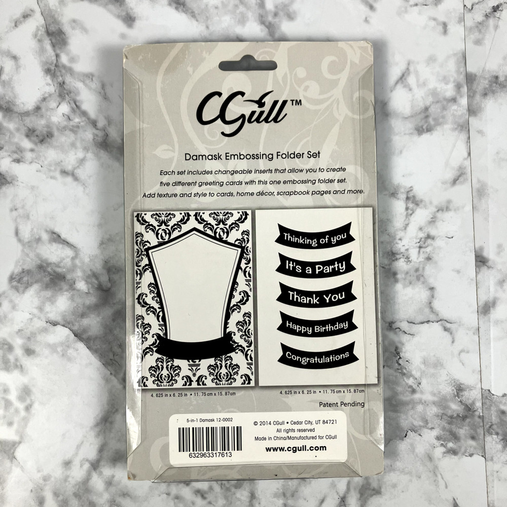 CGull Damask Frame Embossing Folder Set 5-in-1 Interchangeable Greeting Card