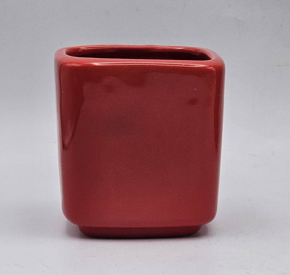 Raised Frog Square Planter Pot ~ 3" Glossy Red