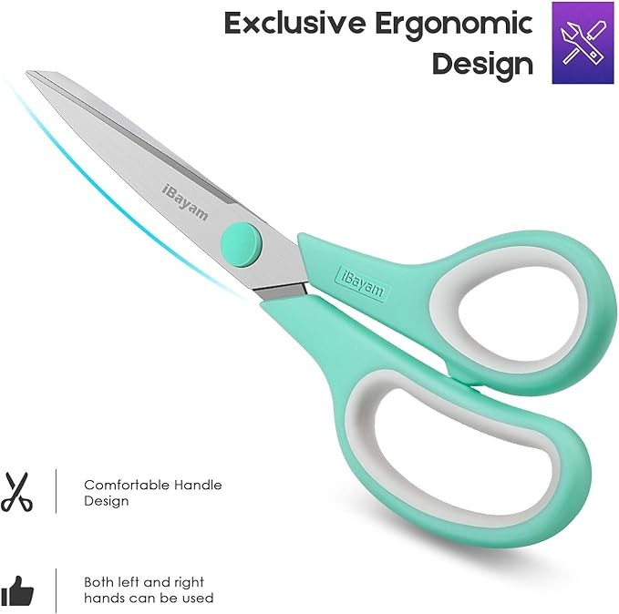 Scissors, iBayam 8" All Purpose Scissors Bulk 3-Pack.
