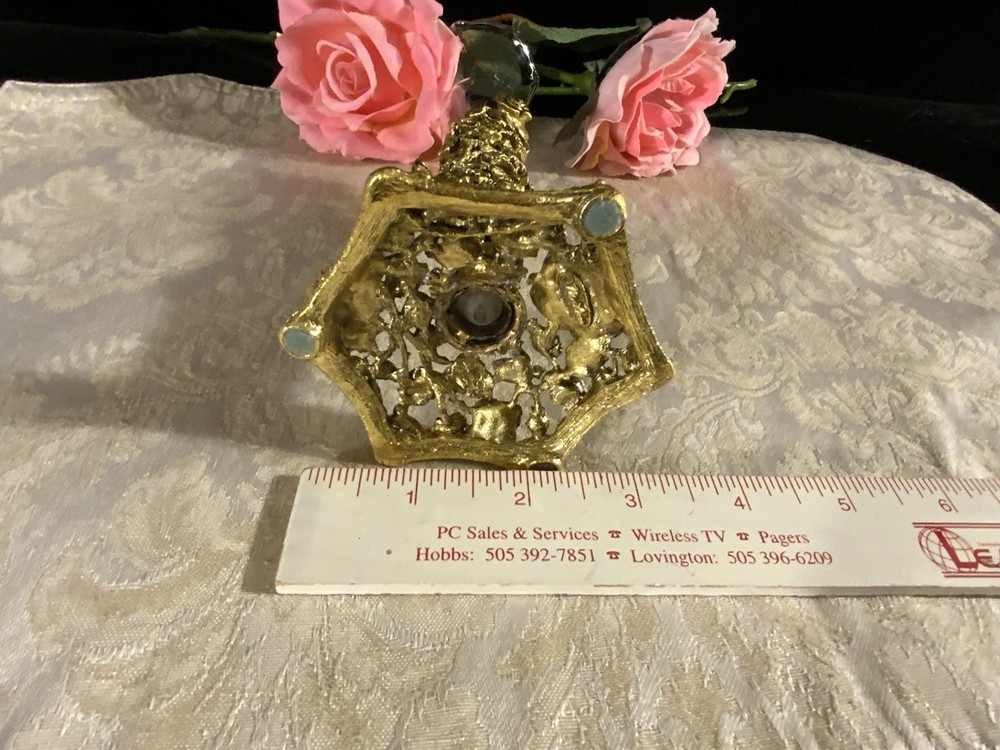 Vintage Matson Rose Ormolu Hollywood Regency Bud Vase 8 1/2"