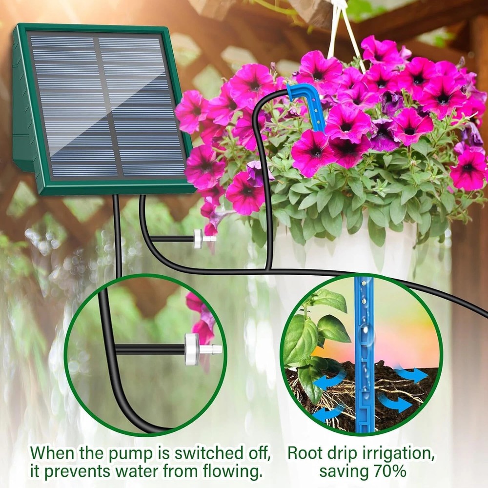 10 Drip Tip Solar Irrigation System 300 Watering Programmes with 10M Hose Garden