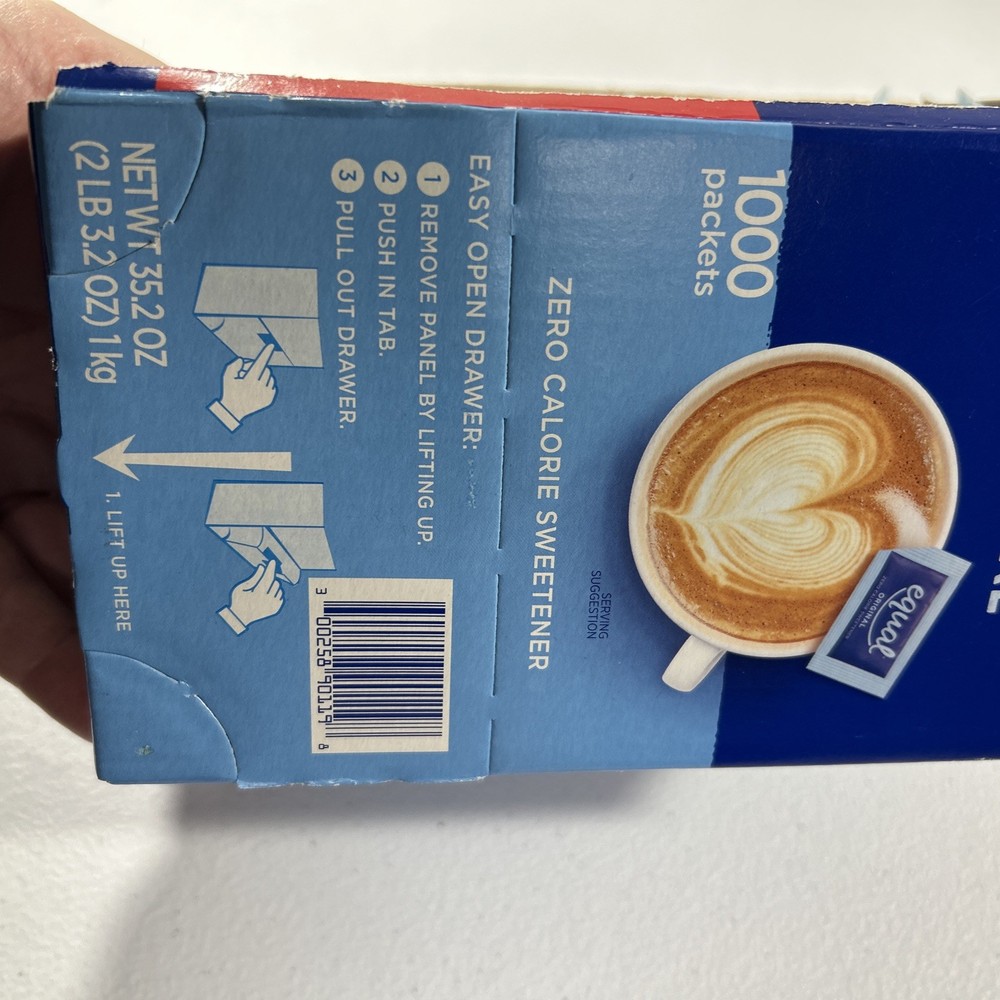 Equal Zero Calorie Sweetener Packets Open box Unknown count. box weight 2lb 8 oz