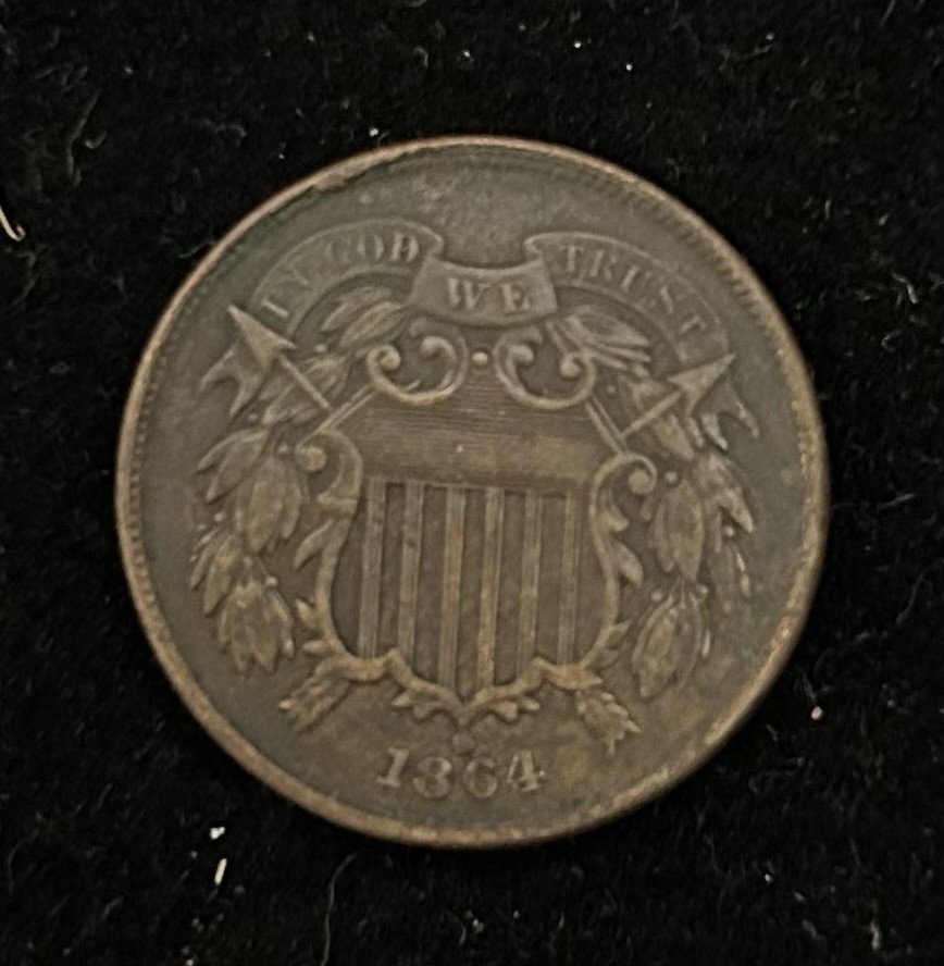 1864 Two Cent Piece Coin
