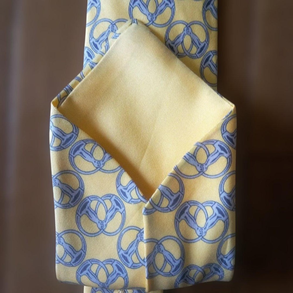 Hermes Pretzel Pattern Tie Yellow