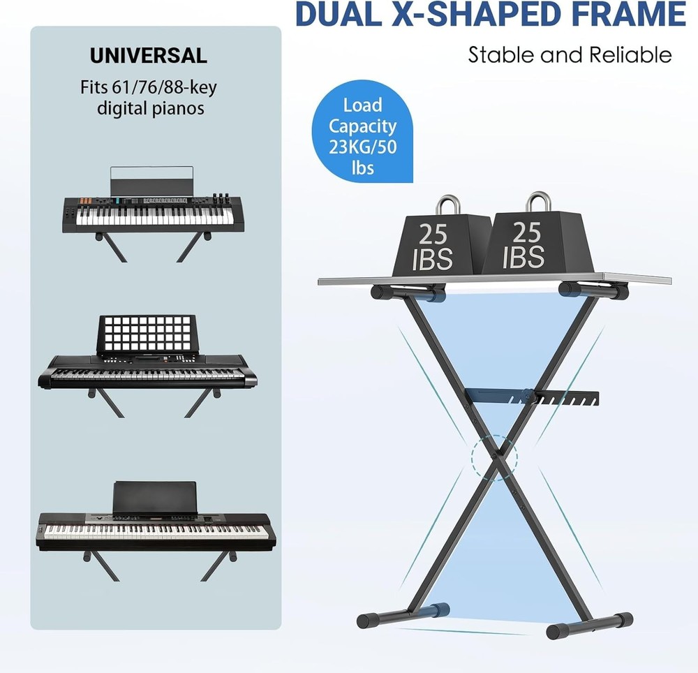 Versatile Digital Piano Stand - 100 lb Capacity-