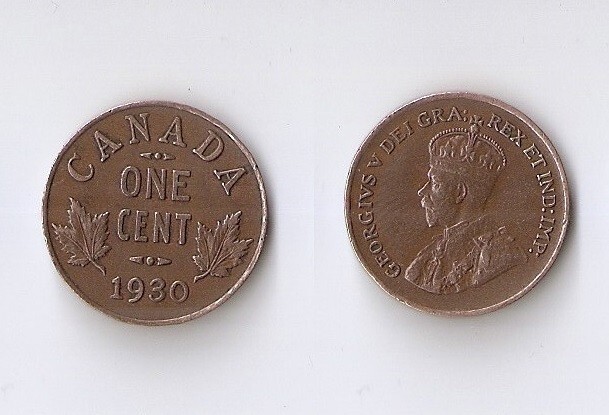 Canada 1 cent 1930 George V High grade!!!