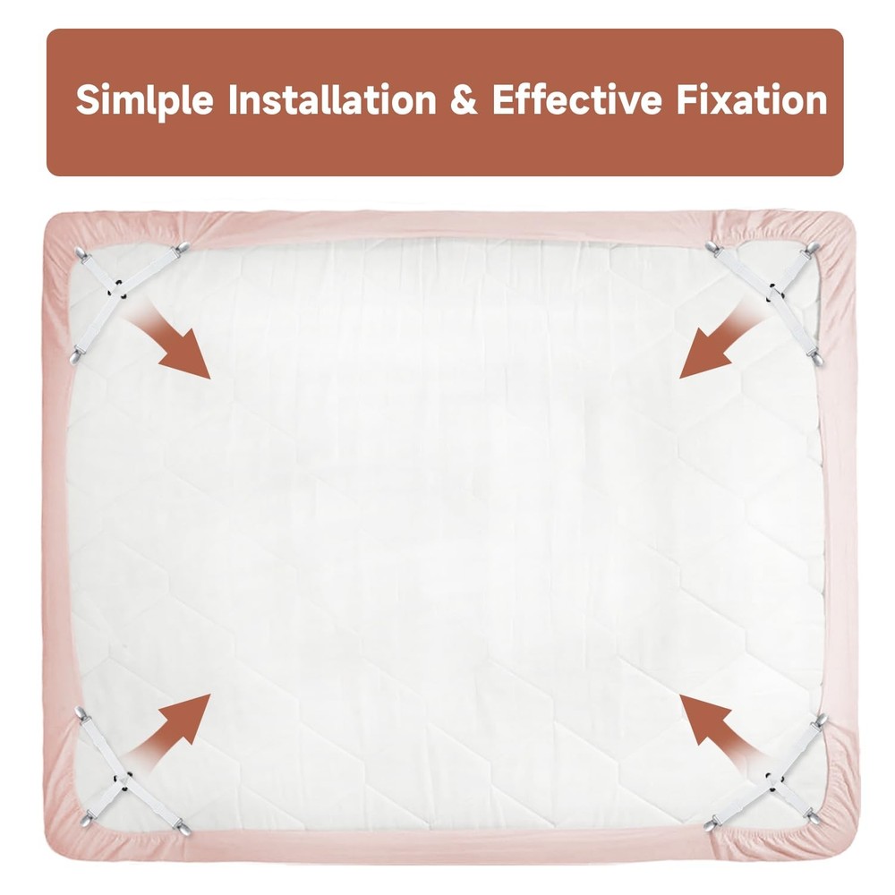 Bed Sheet Straps, Upgrade Fitted Bed Sheet Holders for Corners, Non Slip