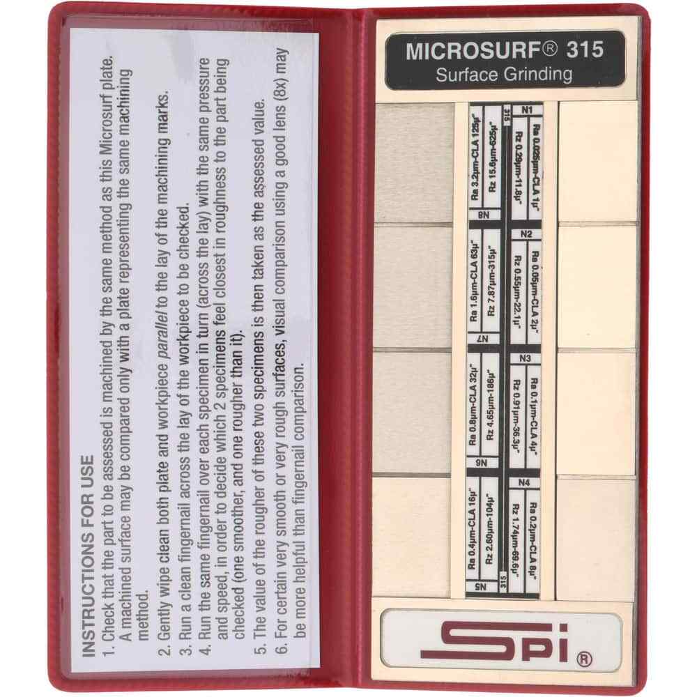 SPI Surface Finish Comparator Plates for Surface Grinding, 0.025-3.2 Ra micro m