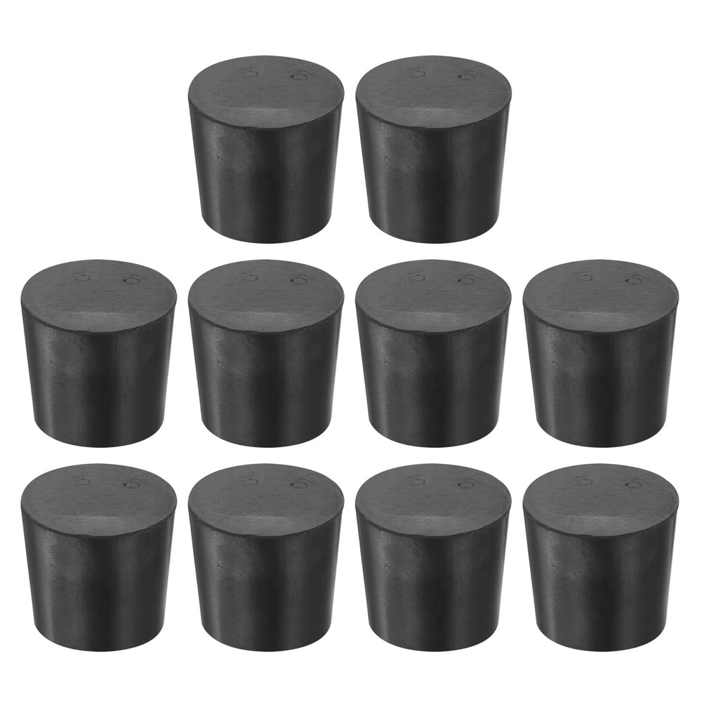 Rubber Tapered Plug 24mm to 28mm Solid Test Tubes Bungs Stopper Black for Lab...
