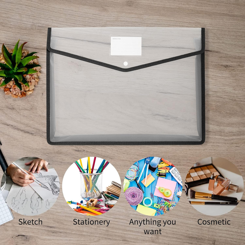 3 Pieces 11 x 17 inch Expandable Tabloid Size Documents Folder with Snap Closure