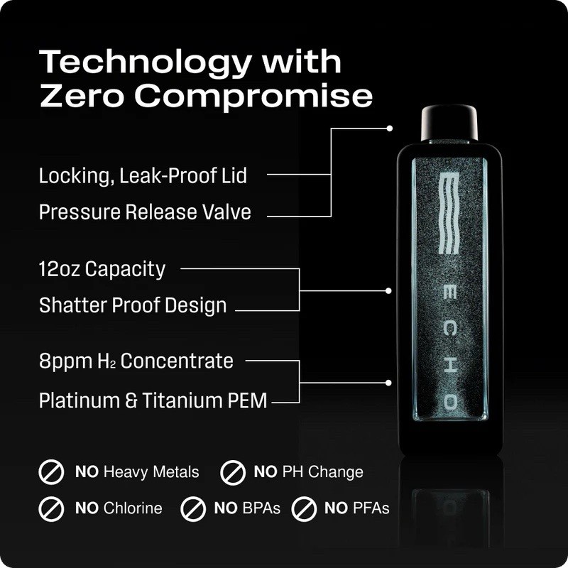 Echo Flask Hydrogen Water Bottle 12oz Active Hydration Solution - BRAND NEW