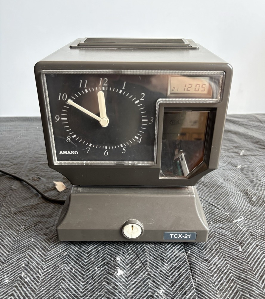 Amano TCX-21 Time Clock Recorder Punch Card - Powers On - Untested