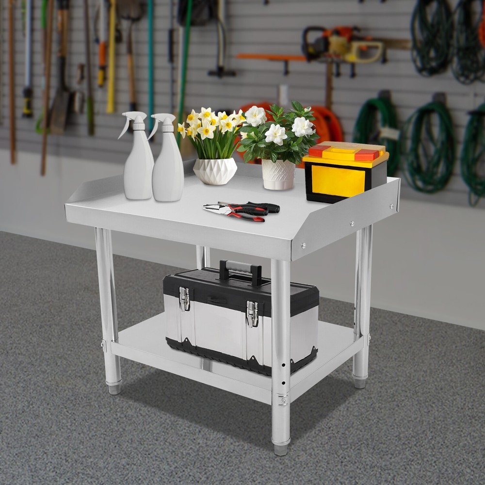 Commercial Work Table Adjustable Work Bench Kitchen Stainless Steel Prep Table
