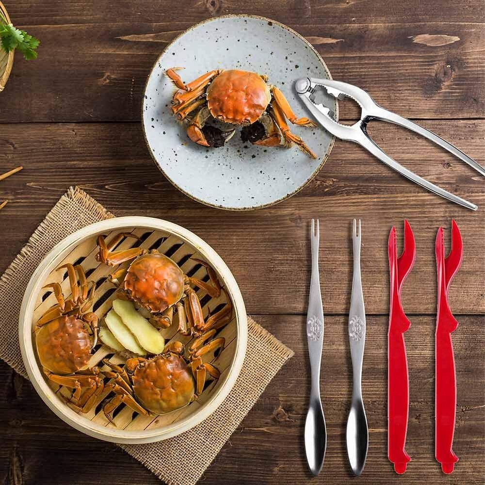 Crab Leg Crackers Tools 2-Set, Seafood Utensils Crackers, Forks, Cracker, 6-Pack