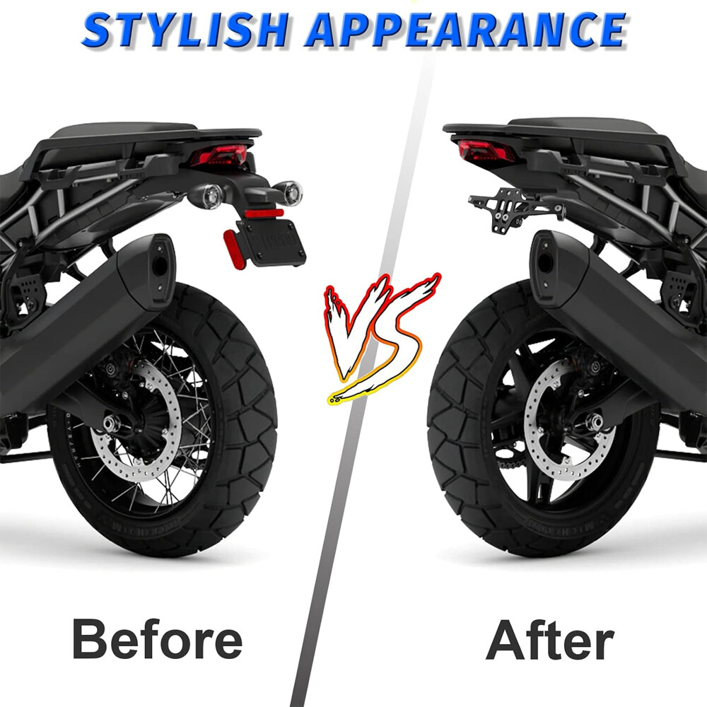 Universal Motorcycle License Plate Tail Tidy Frame Bracket Holder with LED Light