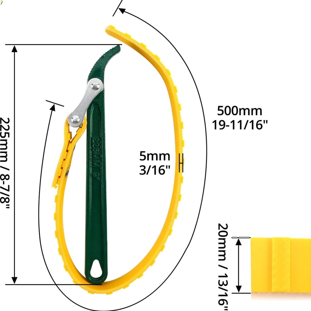 9" Belt Strap Wrench, Multi-Purpose Adjustable Strap Oil Filter Strap Opener ...