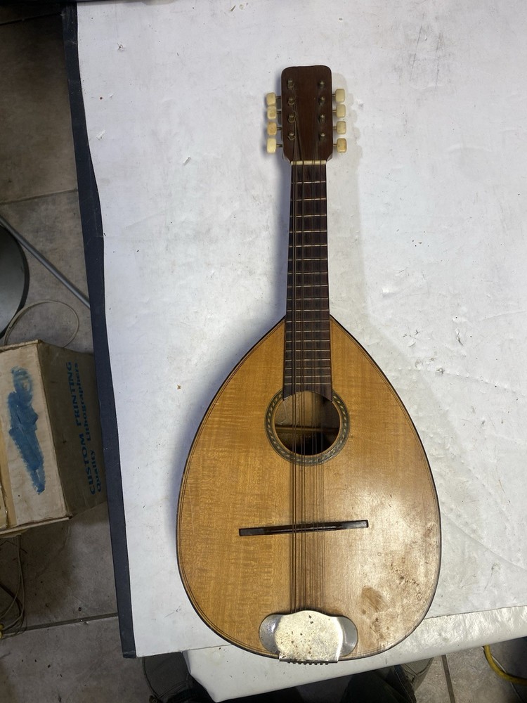 Vintage Mandolin Unbranded Unknown Missing String As Is No Crack Solid