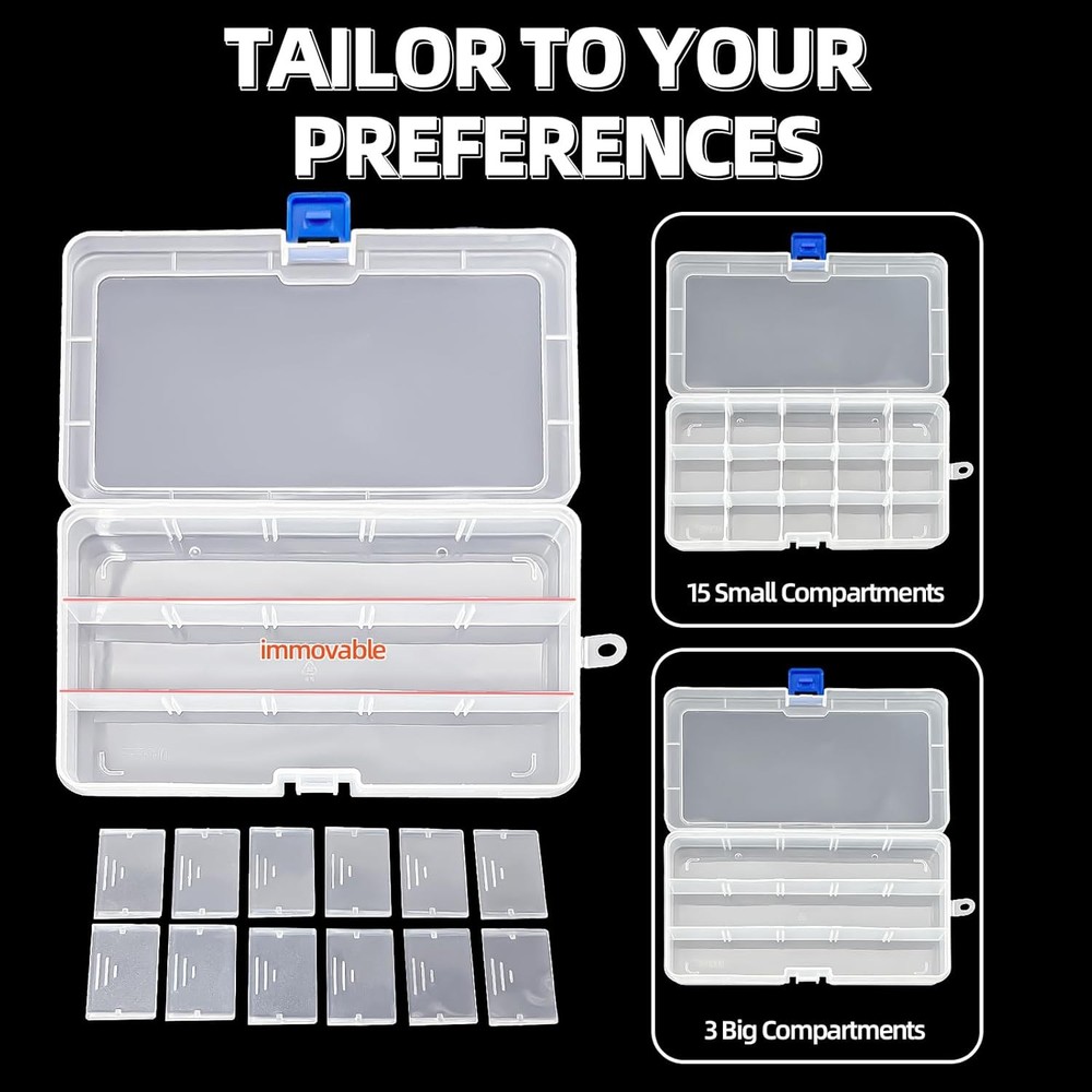 DUOFIRE Plastic Organizer Container Storage Box Adjustable 3 pack, white