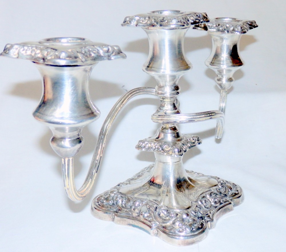 Three (3) Arm Silver Plate Candelabra - Very Nice!
