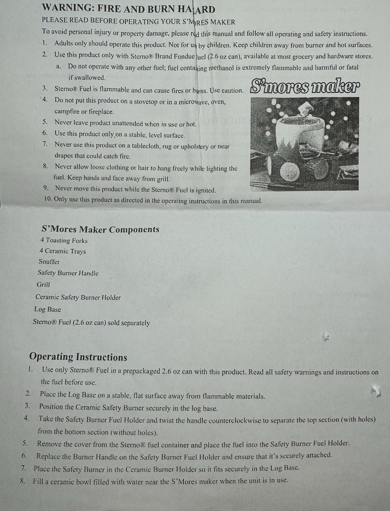 Plow & Hearth Campfire S'mores Maker Item 63668