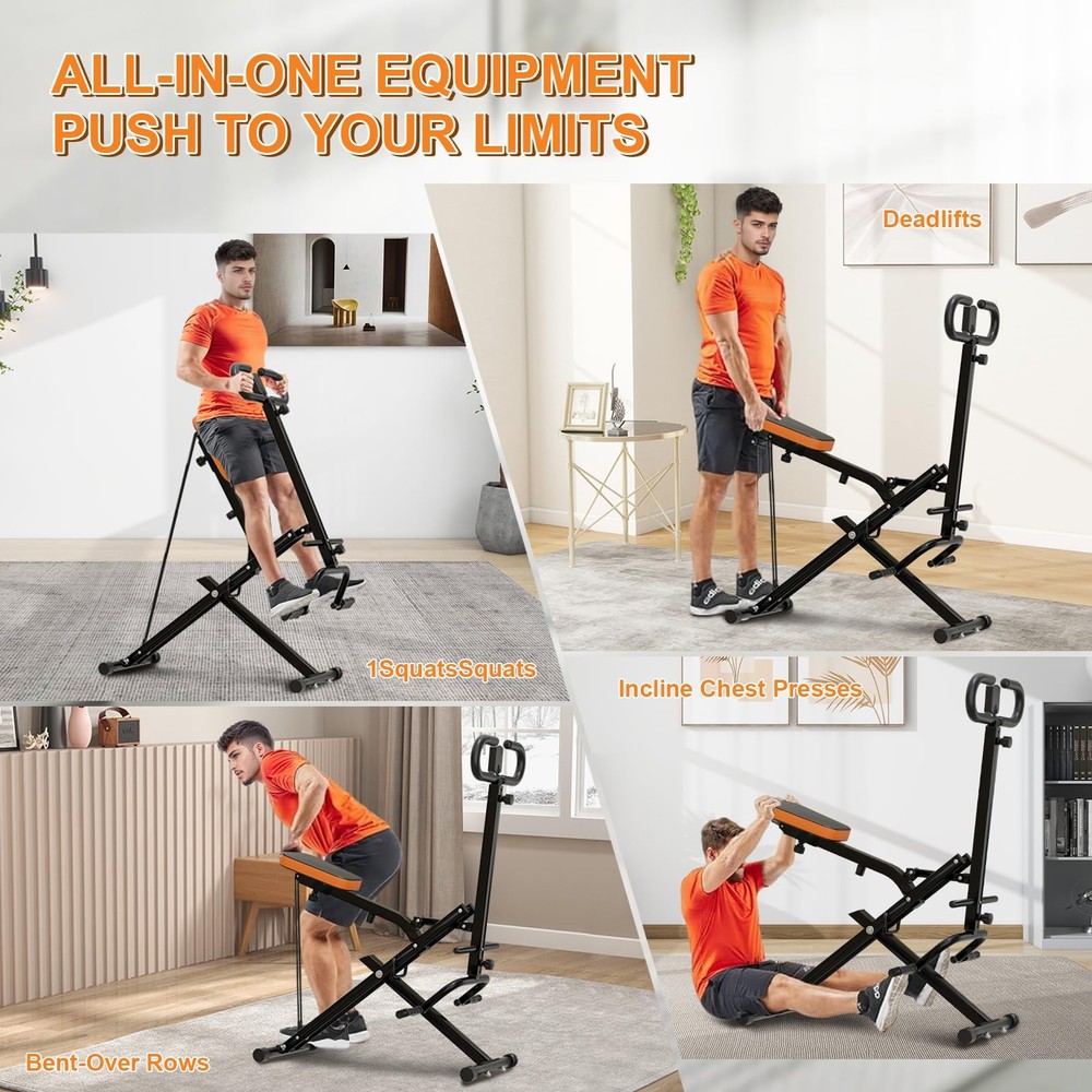 Squat Machine for Home, Squat Assist Trainer with Adjustable Resistance, Fold...