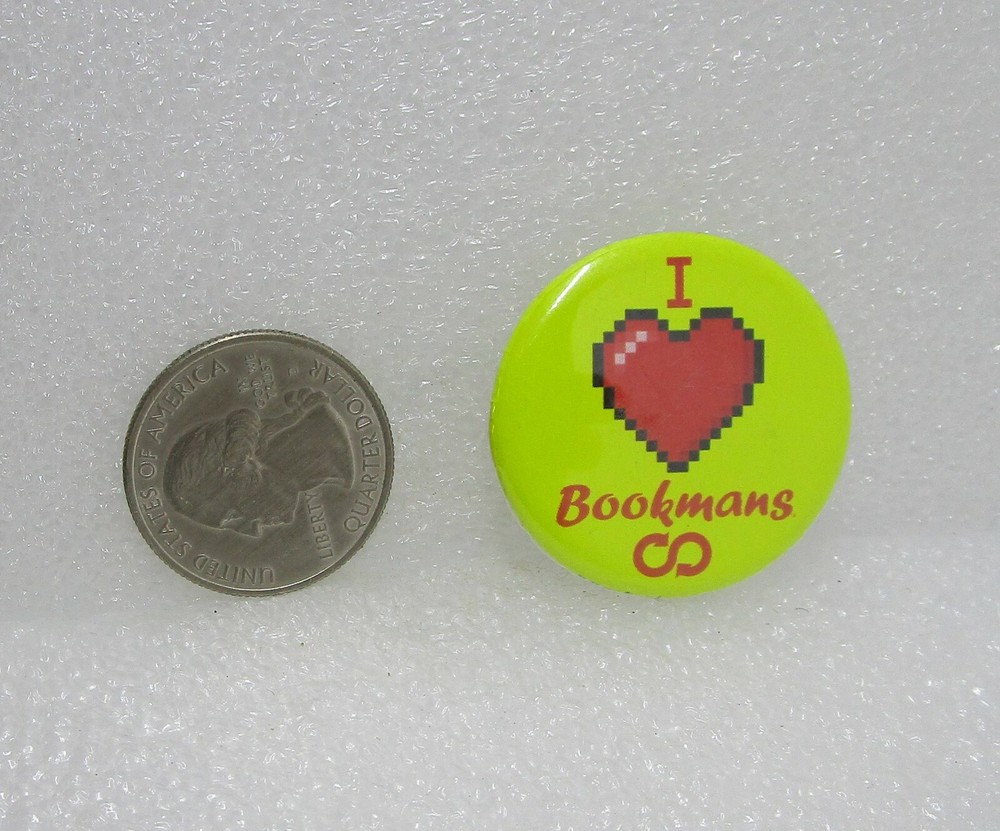 I Love Bookmans Button Pin