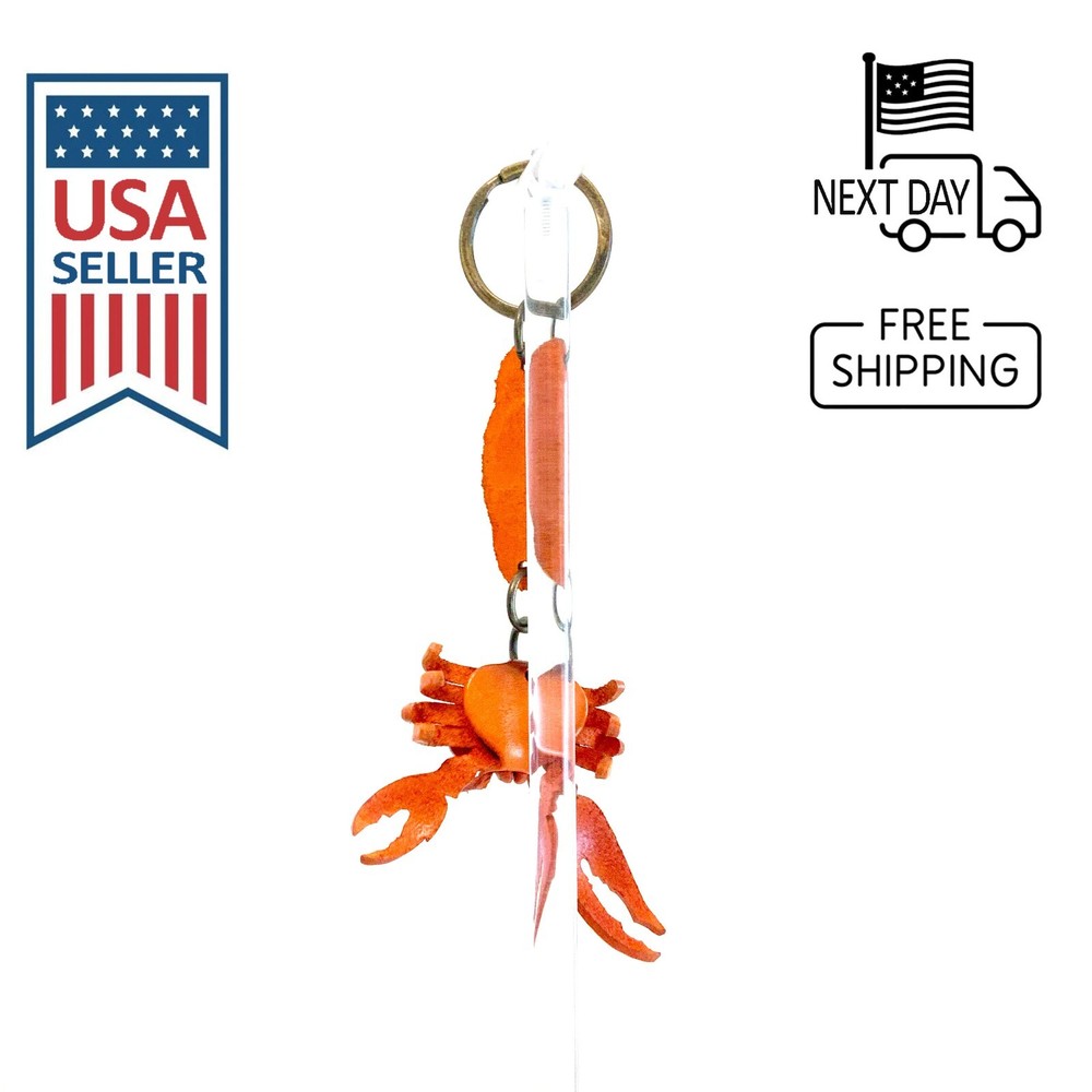 Crab Handmade Leather Keyring #1