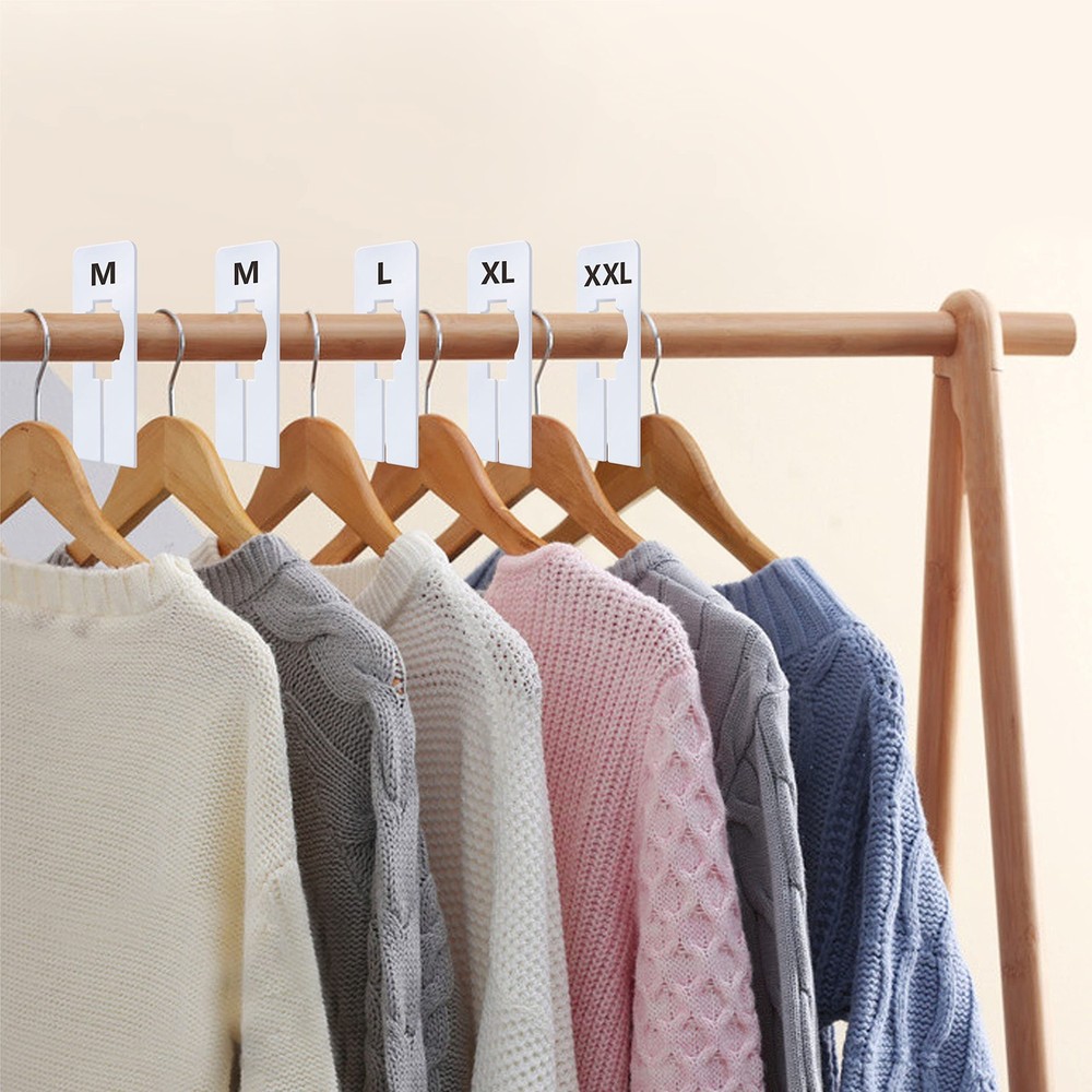 40 Pack Rectangular White Plastic Clothing Size Closet Rack Dividers Hangers,...