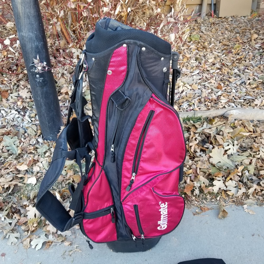 Golf stand bag Golfmate MATE black red shoulder strap