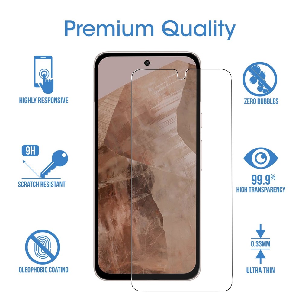 amFilm for Google Pixel 8A Screen Protector Tempered Glass（3+1 Pack）